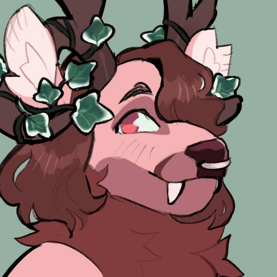 image of a pink deer with ivy in her antlers